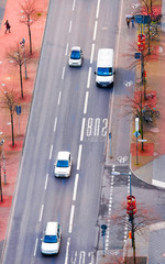 Wall Mural - Aerial view on road with car traffic in Potsdamer Platz reflex