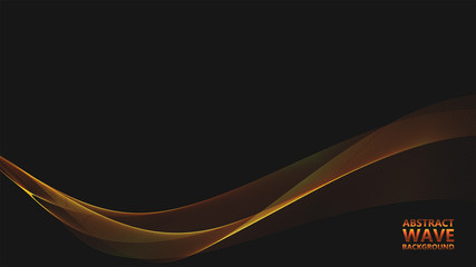 Aufkleber - Abstract black background with golden light waves. Vector abstract shiny color gold waves design element on dark background. Vector illustration. Template luxury design.