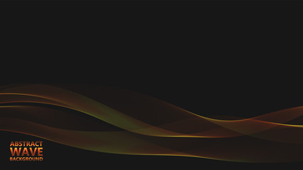 Leinwandbilder - Abstract black background with golden light waves. Vector abstract shiny color gold waves design element on dark background. Vector illustration. Template luxury design.