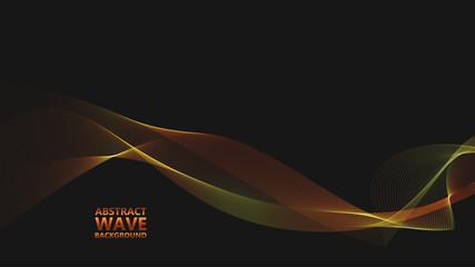 Leinwandbilder - Abstract black background with golden light waves. Vector abstract shiny color gold waves design element on dark background. Vector illustration. Template luxury design.