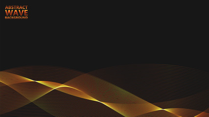 Leinwandbilder - Abstract black background with golden light waves. Vector abstract shiny color gold waves design element on dark background. Vector illustration. Template luxury design.