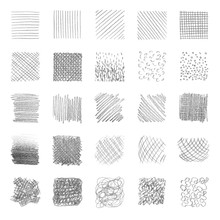 Pencil Hatching Texture. Grey Isolated On White Background. Hand Draw Illustration.