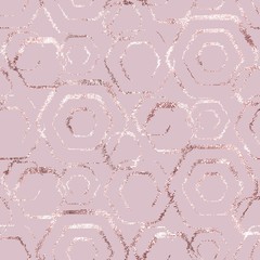 Wall Mural - Rose gold. Seamless pattern. Geometric roses golden glitter foil. Geometric lattice with imitation rose gold. Graphic background. Delicate design. Fashion glitterer marble. Beautiful stylish texture