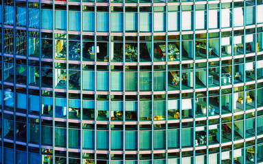 Wall Mural - Blue glass apartment house and business building architecture Berlin reflex