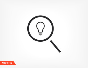 Search light icon. Vector Eps 10. search magnifying, inside light bulb inserted Flat Design.