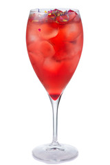 Wall Mural - Fresh red alcohol cocktail with garnish isolated