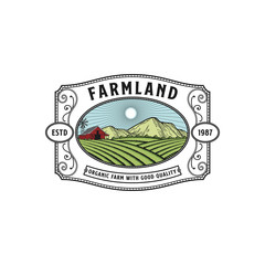 Farmland vintage logo design illustration for agriculture buseiness