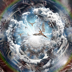Wall Mural - angels flies in tunnel of souls