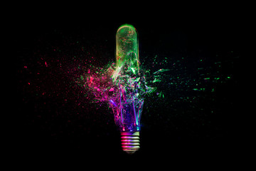 Wall Mural - high speed image of a real explosion of an industrial light bulb