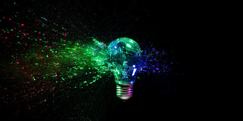 Wall Mural - high speed image of a real explosion of a traditional tungsten light bulb.