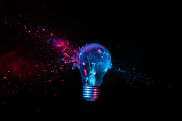 Wall Mural - real explosion of a tungsten filament bulb. high speed photography.
