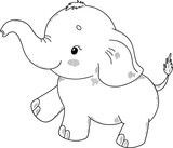 Fototapeta Pokój dzieciecy - Cute baby elephant. Coloring book page for children