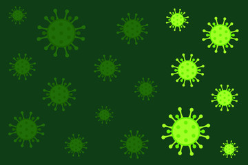 Wall Mural - coronavirus molecules on a green background