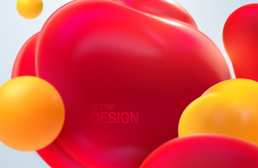 Wall Mural - red and yellow translucent bubbles. abstract background. dynamic 3d spheres. vector illustration of 