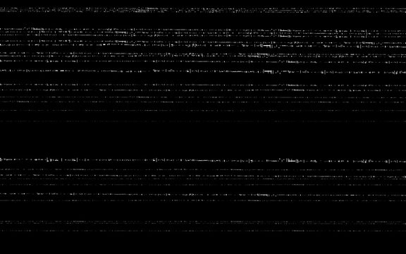 Fototapete - Glitch VHS template. Old video effect on black backdrop. Horizontal random white lines. Retro tape texture with distorted elements. Analog videotape. Vector illustration