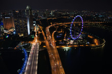 Aerial View Of Illuminated Singapore Cityscape