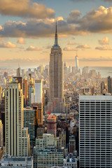 Poster - Aerial view of New York City at sunset