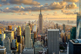 Fototapeta  - Aerial view of New York City at sunset with several worldwide known landmarks