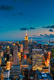 Fototapeta Miasta - Aerial view of New York City at sunset