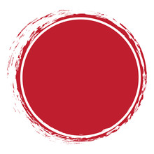 Red Round Banner - Brush Painted Circle Banner On White Background