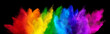 colorful rainbow holi paint color powder explosion isolated dark black wide panorama background. peace rgb beautiful party concept
