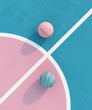 abstract pastel pink blue color basketball court with ball minimalistic composition. Balance concept. 3d render