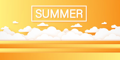 Wall Mural - summer time, cloudscape, cloudy sky, paper art style