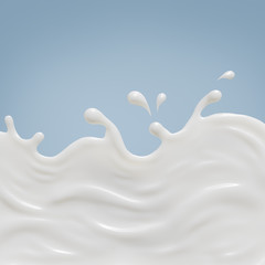 Milk splash on floor smooth abstract shapes , isolated on Blue background , 3d illustration 3D Rendering