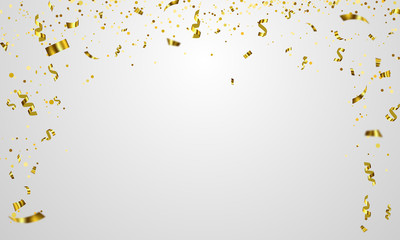 Wall Mural - Celebration background template with confetti gold ribbons. luxury greeting rich card.