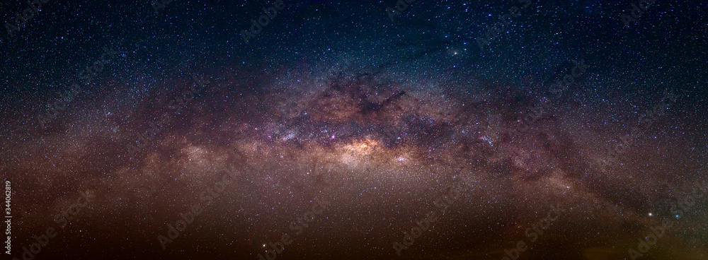 Panorama view universe space shot of milky way galaxy with stars on a night sky background. - obrazy, fototapety, plakaty 