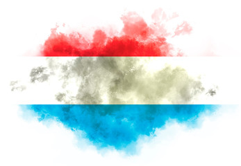 Wall Mural - Luxembourg flag performed from color smoke on the white background. Abstract symbol.