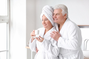 Poster - Morning of mature couple in bathroom