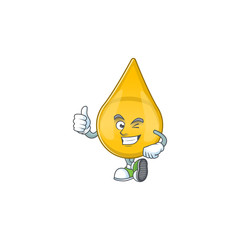 Poster - Mascot design style of gold hair serum showing Thumbs up finger