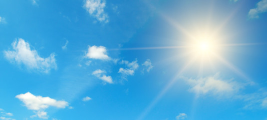 blue sky. bright midday sun illuminates the space. wide photo .