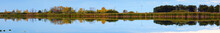 Panorama Evening Or Sunrise On A Quiet Forest Lake In Early Autumn