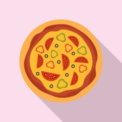 Sticker - Tomato paprika pizza icon. Flat illustration of tomato paprika pizza vector icon for web design