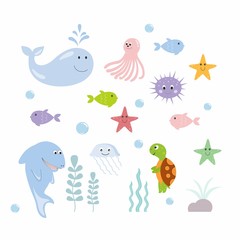 Plakat żółw kreskówka dzieci morze natura