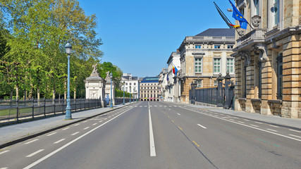  Street of the law and Royal park  at Brussels without any people