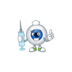 Poster - Friendly Nurse human eye ball mascot design style using syringe