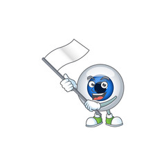 Wall Mural - Cute cartoon character of human eye ball holding white flag