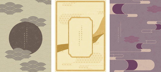 Wall Mural - oriental japanese style abstract pattern background design geometry wave move and frame