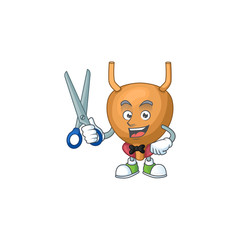 Wall Mural - Cute Barber bladder cartoon character style with scissor