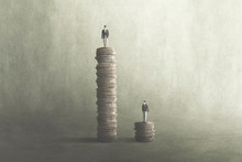 Illustration Of Salary Comparison, Inequality Concept