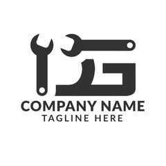 wrenches letter dg logo template. industrial repair tool service for corporate identity. can be used