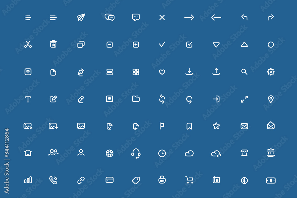Set of minimal mobile application icons. Mobile app ui kits concept ...