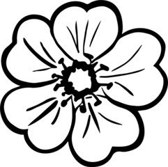 Wall Mural - black and white vector sketch of a wildflower plant