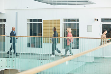 Sticker - Businessmen and businesswomen walking along the corridor of office building