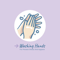 Wall Mural - Washing hand doodle icon with color full