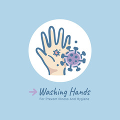 Wall Mural - Washing hand doodle icon with color full