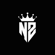 NZ Logo Monogram Emblem Style With Crown Shape Design Template